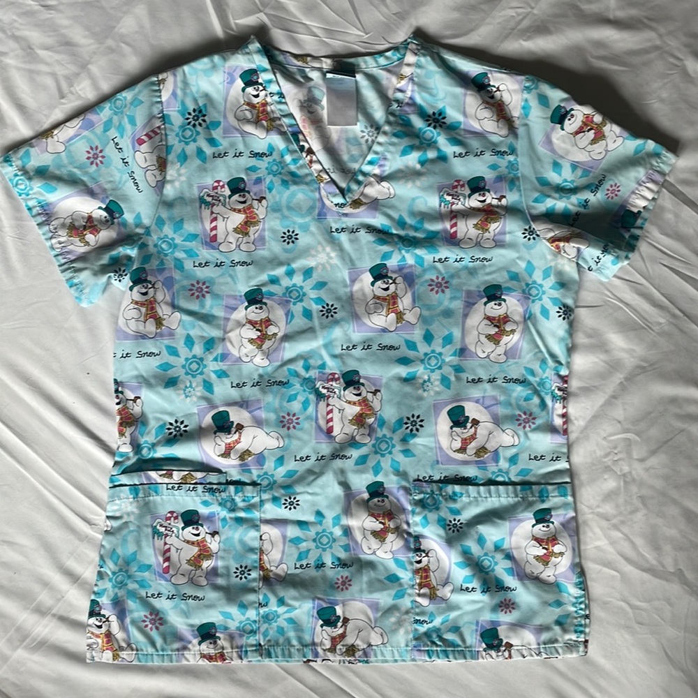 Frosty the Snowman Scrub Top - Size S